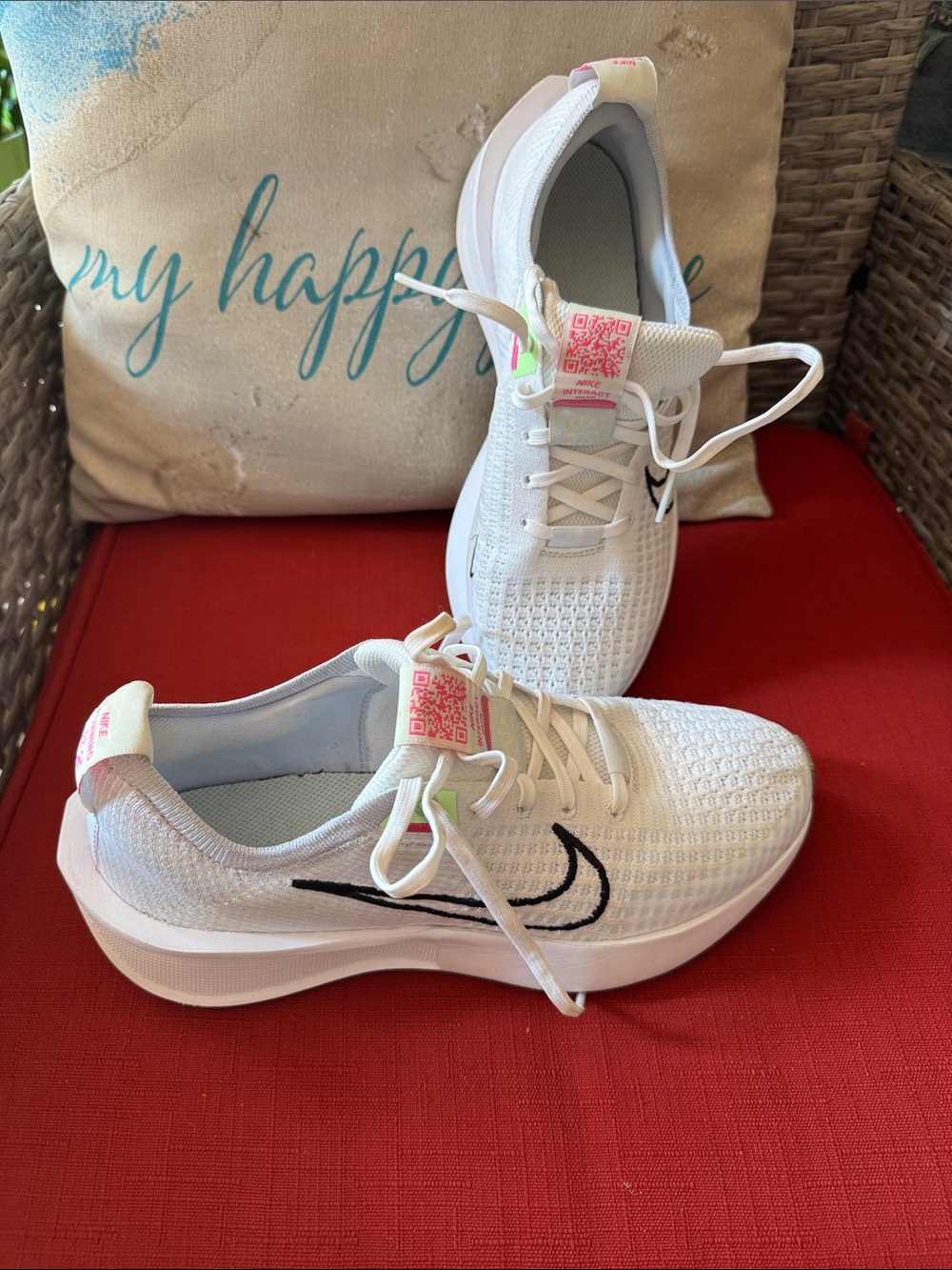 Nike. interact White Women's Running Sneakers with Black Logo size 8